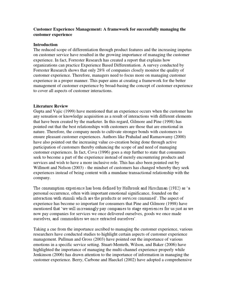 Customer Experience Management Framework | PDF | Customer Experience ...