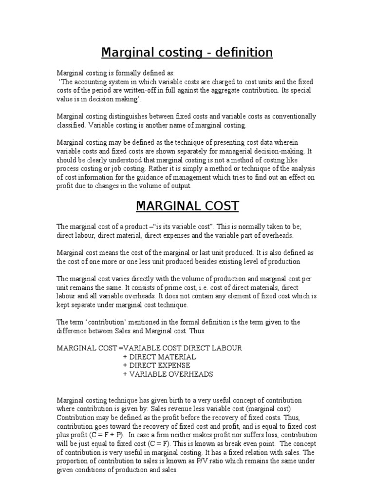 An InDepth Look at Marginal Costing Principles, Features, Advantages