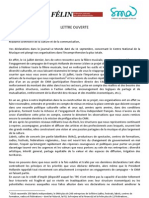 11/09/2012: Lettre Ouverte À Aurélie Filippetti, Ministre de La Culture Et de La Communication Suite À L'abandon Du CNM