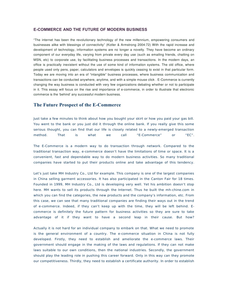 E-Commerce and The Future of Modern Business | PDF | E Commerce ...