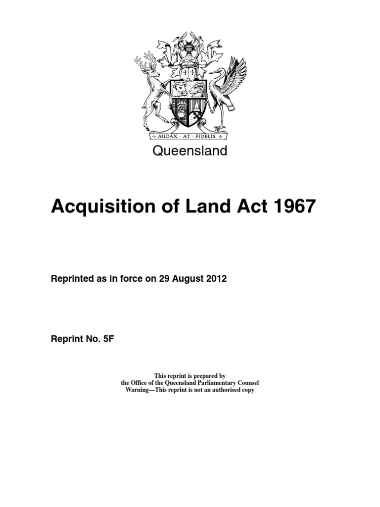Acquisition of Land Act 1967 Queensland PDF Eminent Domain Easement