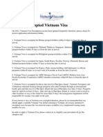 Citizens Exempted Vietnam Visa