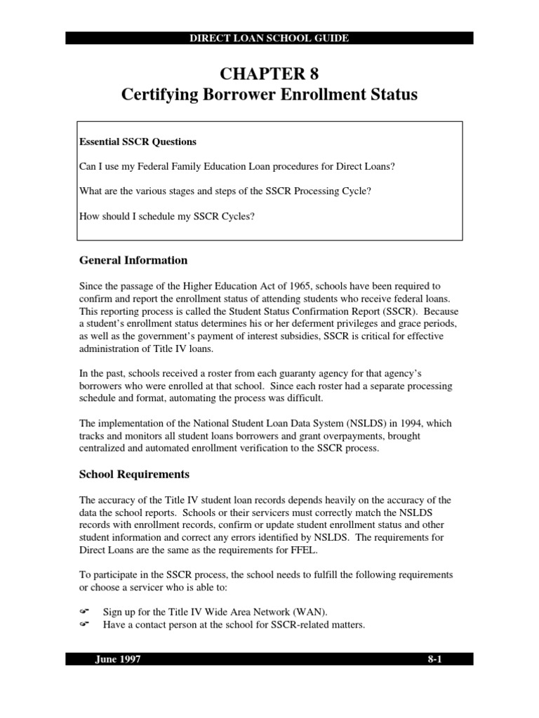 Certifying Borrower Enrollment Status: Essential SSCR Questions | PDF ...