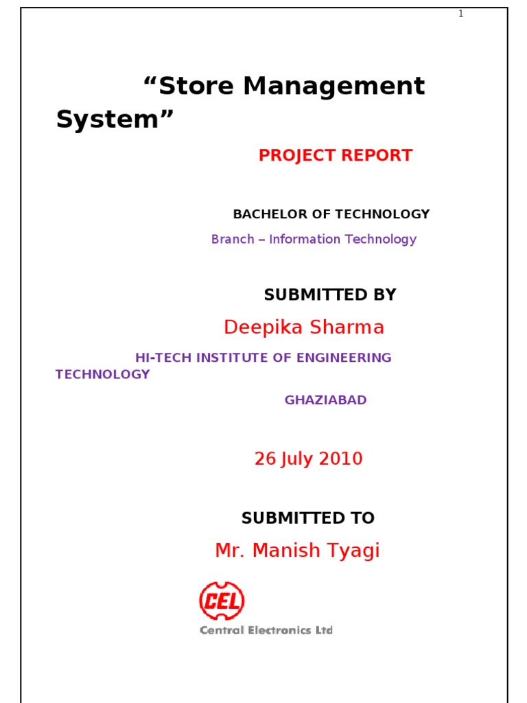 Store Management Report | PDF