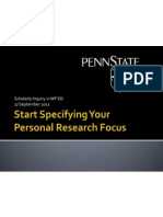 Start Specifying Your Personal Research Focus