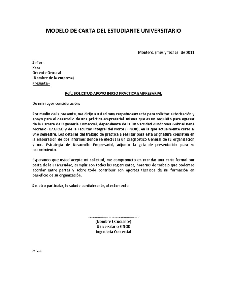 1 Modelos De Carta Solicitud Practica Empresarial Pdf Business Science