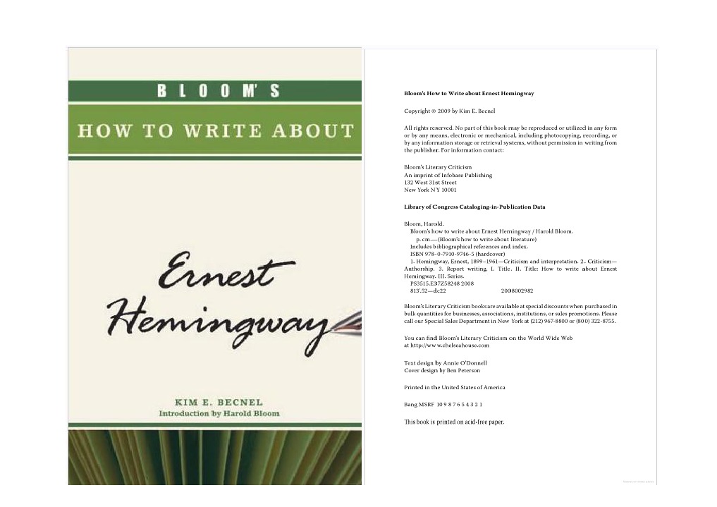 blooms how to write about ernest hemingway blooms how to write about literature