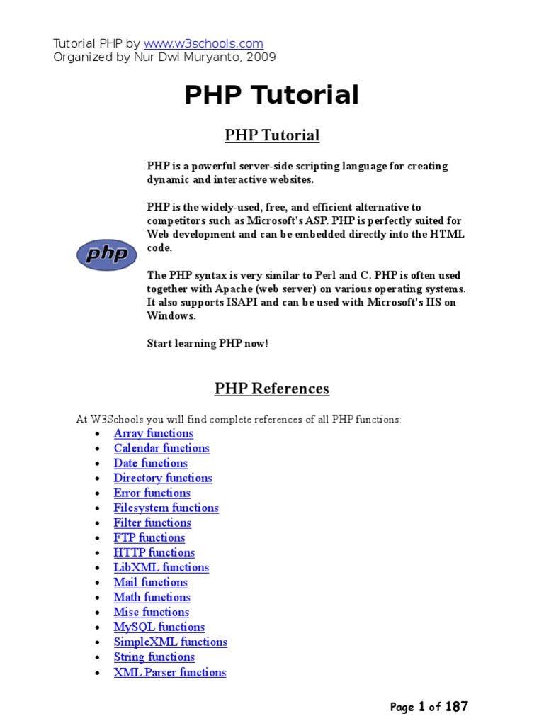 PHP Tutorial  w3schools  pdf  Php Http Cookie