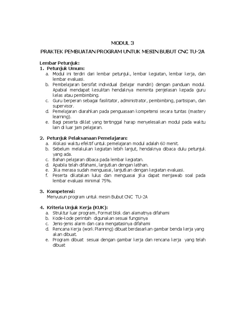 Program Mesin Bubut CNC TU-2A | PDF