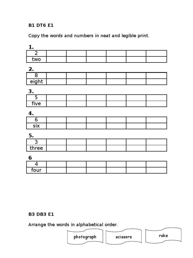 2 Two 8 Eight 5 Five 6 Six 3 Three 4 Four: Copy The Words and Numbers ...