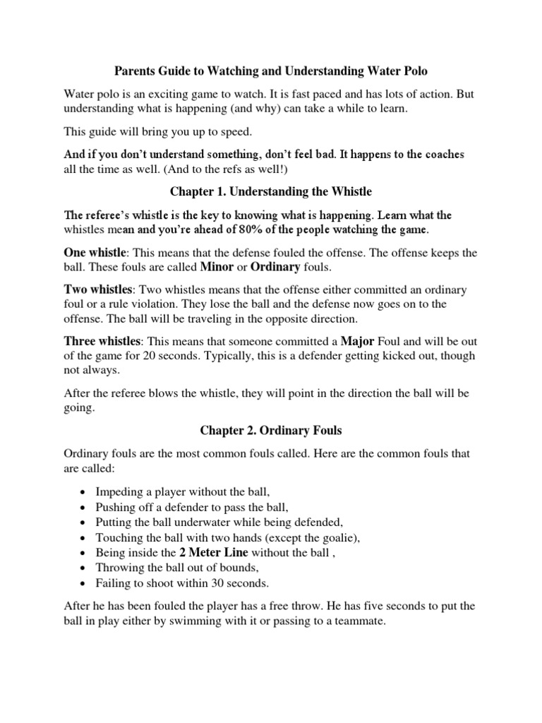 Parents Guide To Watching and Understanding Water Polo PDF Rules