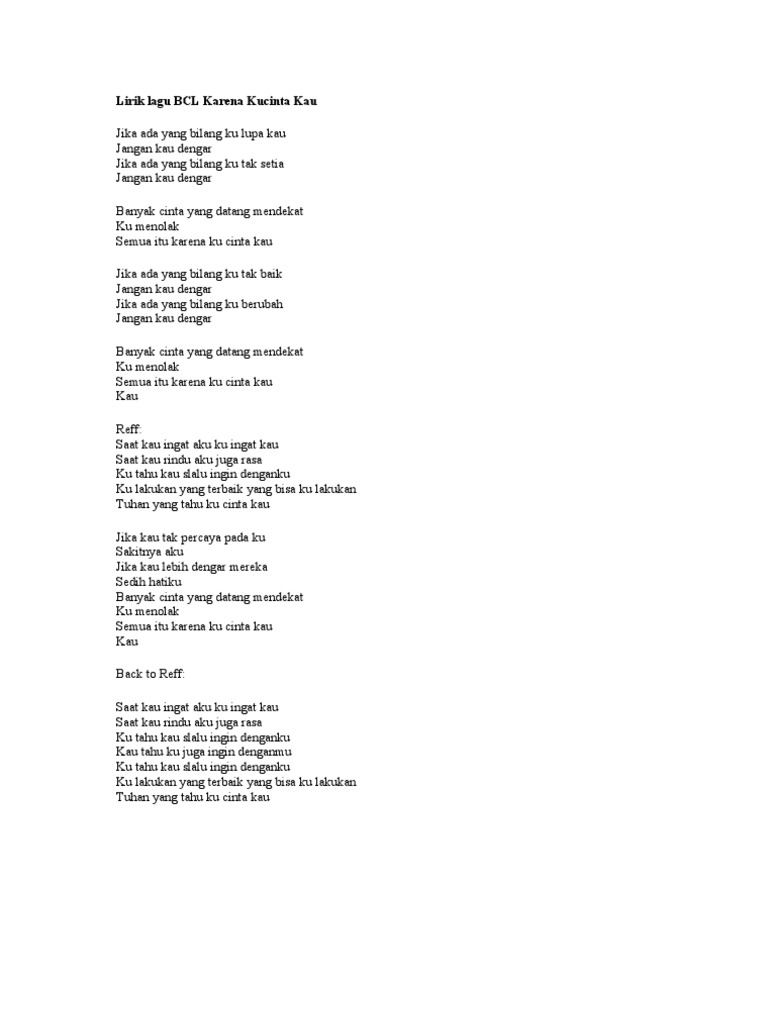 Chord Dan Lirik Lagu Bunga Citra Lestari Karena Ku Cinta Kau By Chord Zila Issuu