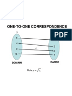 One-To-One Correspondence: Domain Range