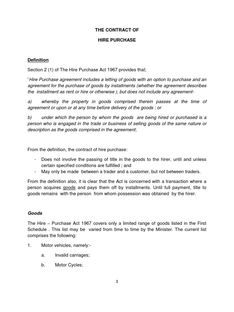 Higher Purchase Agreement Template