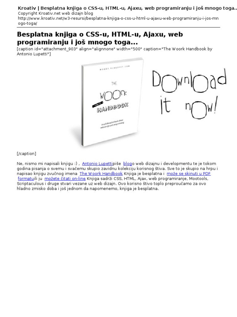Kroativ Besplatna Knjiga O Css U Html U Ajaxu Web Programiranju I Jos Mnogo Toga