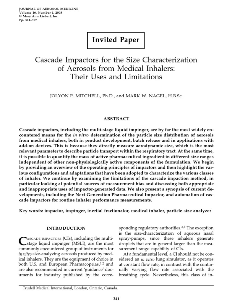Cascade Impactors For The Size Characterization of Aerosols From ...