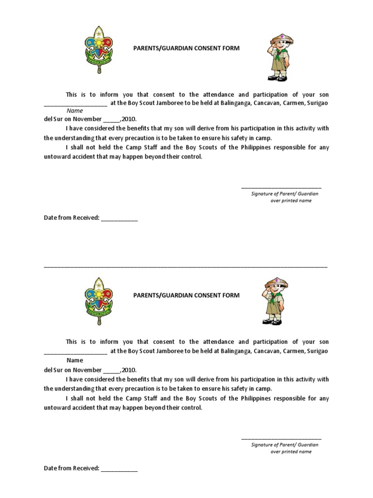 Parents Consent Bsp Outdoor Recreation Organizations Youth