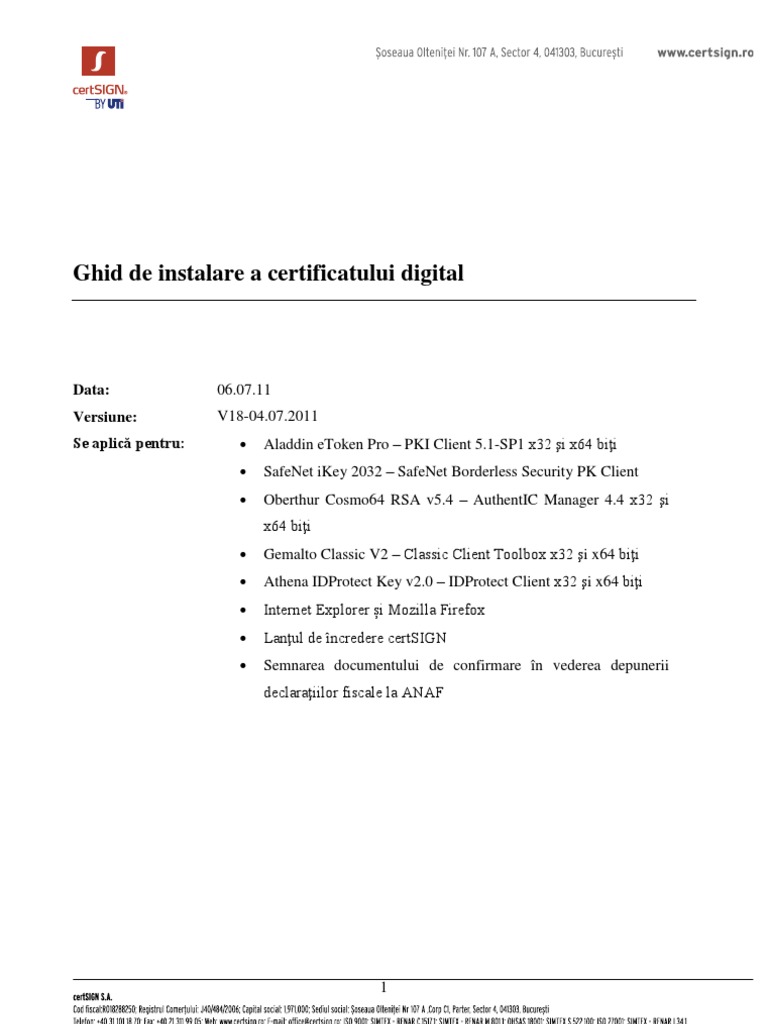 Ghid Instalare Certificat V18