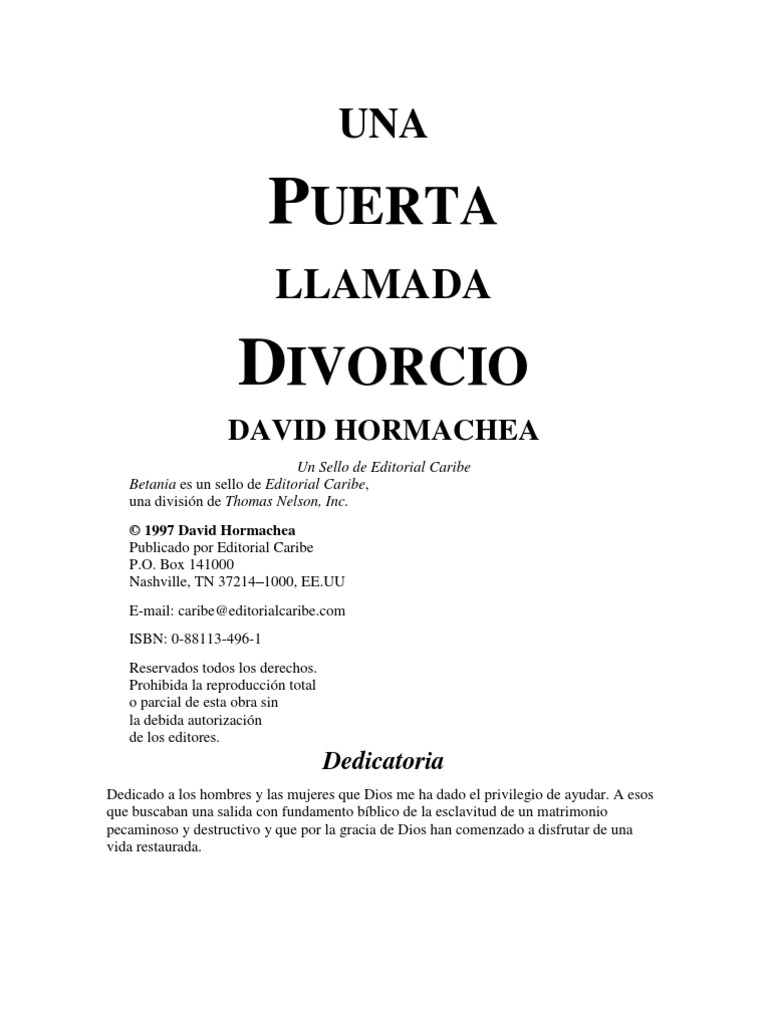 Una Puerta Llamada Divorcio | PDF | Matrimonio | Gracia divina, image size:768x1024
