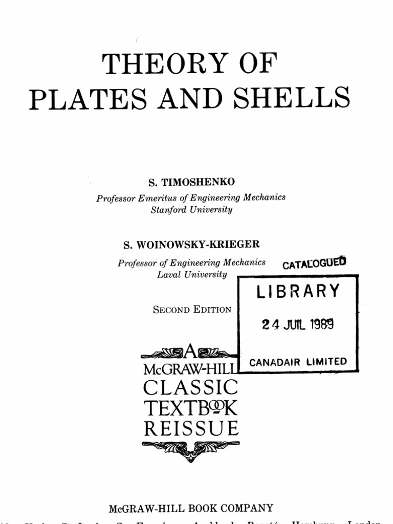 Timoshenko theory of plates and shells 1987 pdf