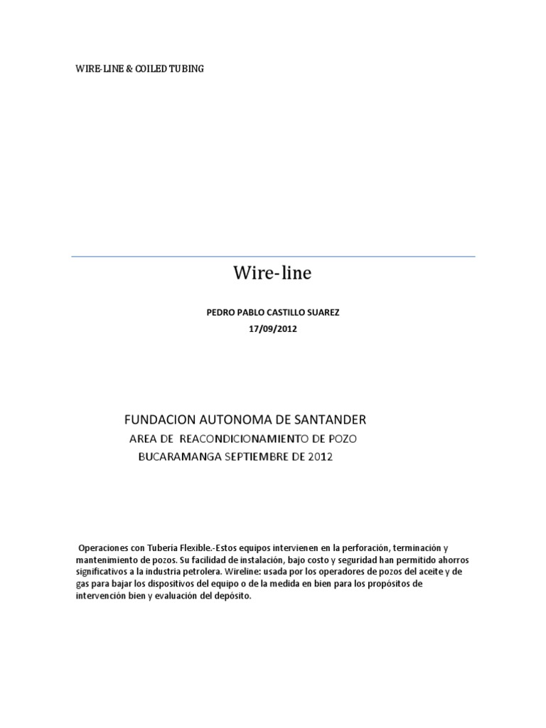 Operaciones con Cable Wireline y Tubería Flexible | PDF | Tubería ...