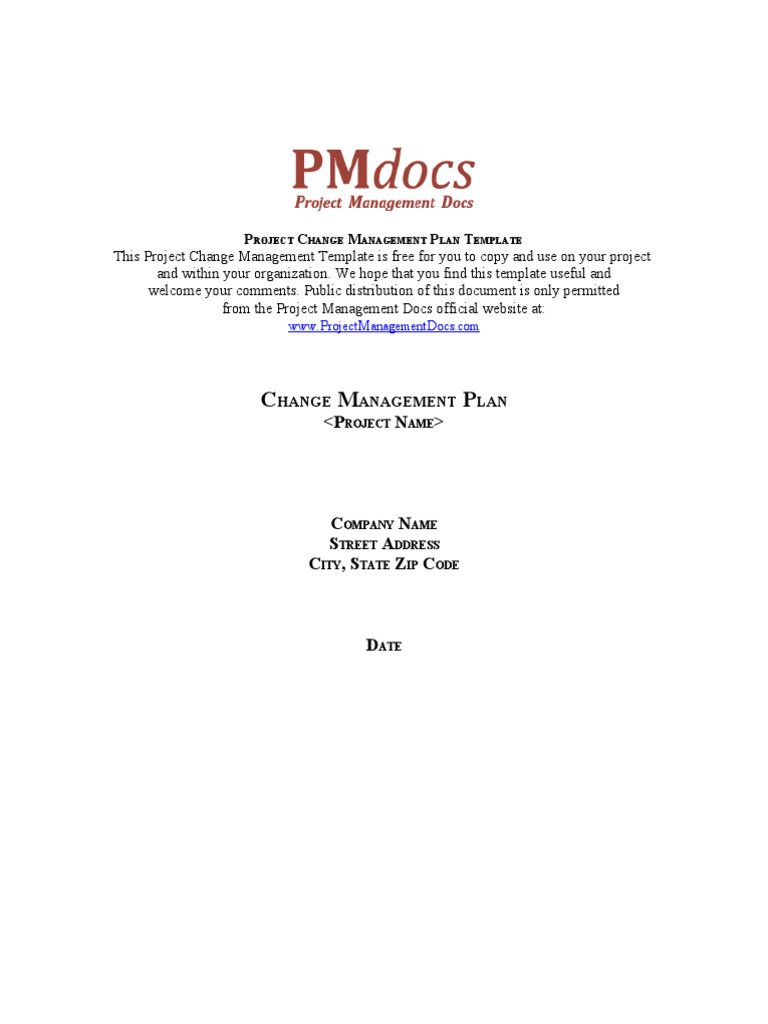 Project Change Management Plan Template | PDF | Change Management ...