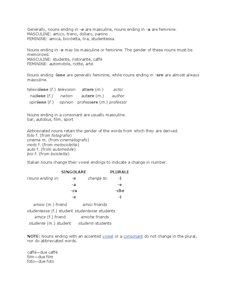 Italian Notes | PDF | Language Arts & Discipline