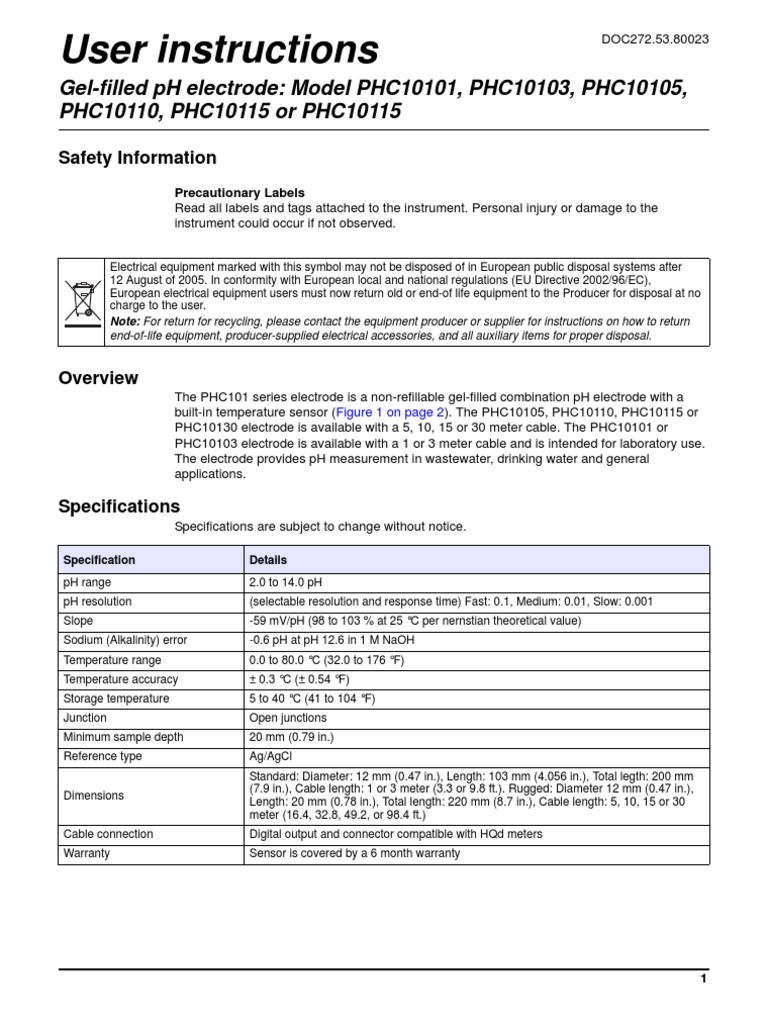 Hach pH Meter Manual Ph Calibración