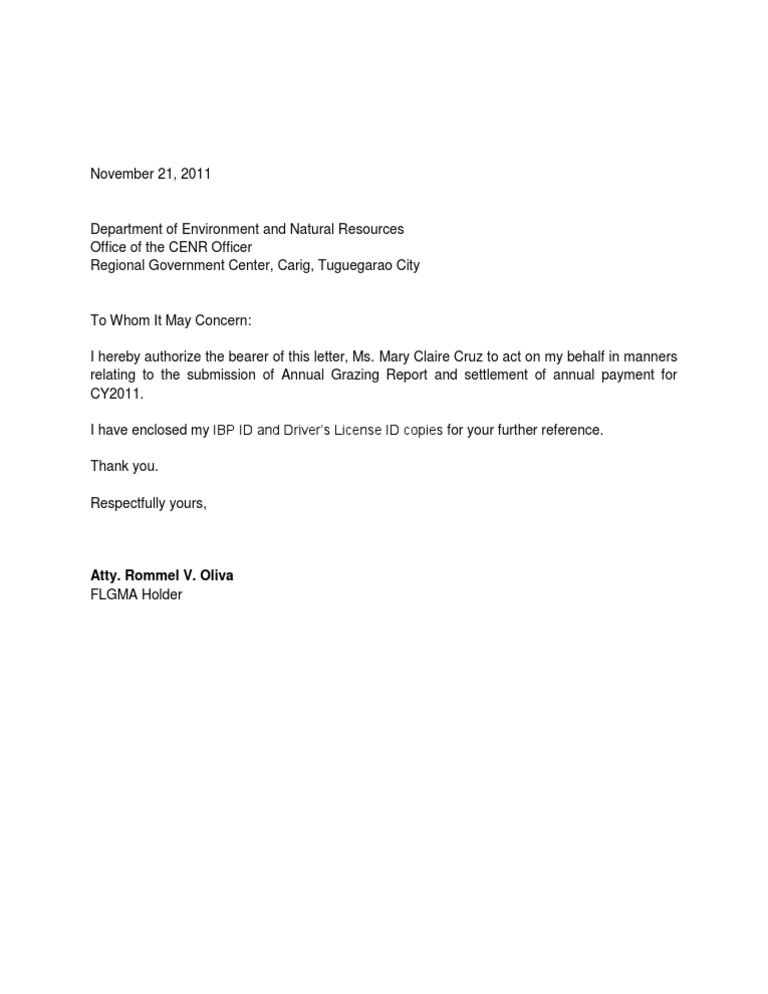 respectfully letter sign yours Letter Authorization