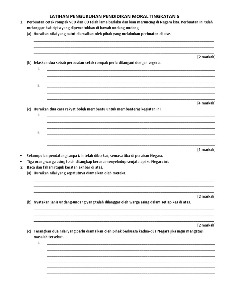 Latihan Pengukuhan Pendidikan Moral Tingkatan 5 Ke 3 Pdf