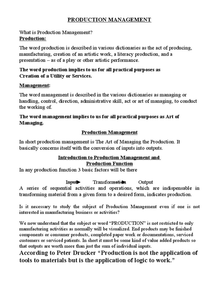 Project On Production Management | PDF | Operations Management | Employment