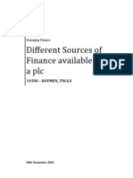 MANAGING FINANCE - Different Sources of Finance Available To A PLC