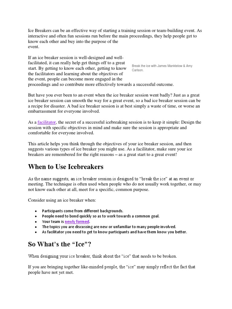 Ice Breakers For Begineers PDF Team Building Epistemology