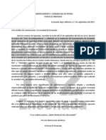 Pronunciamiento Antes Los Actos de Represion Gobierno Municipal de Ensenada 2012.09.17