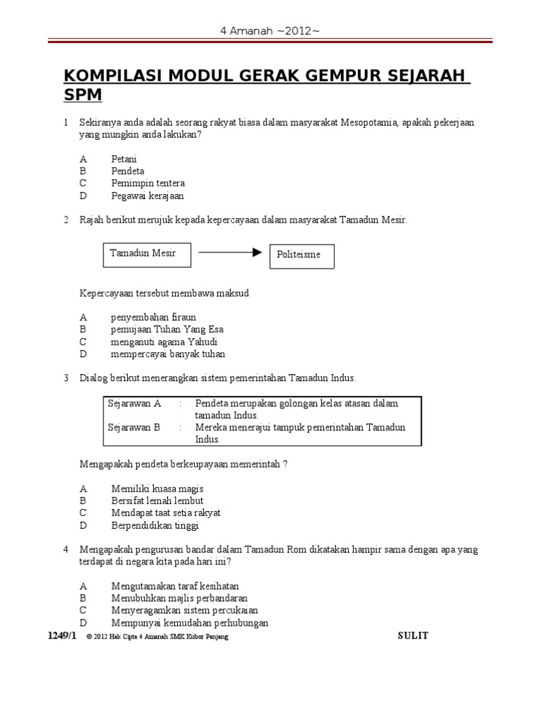 Soalan Sejarah Tingkatan 4 Bab 1 - 7