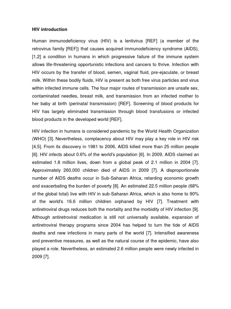 HIV Introduction PDF Hiv/Aids Virus