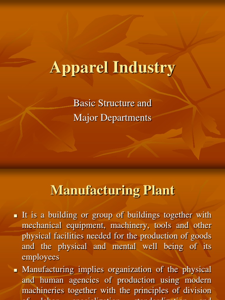 The Structure and Organization of an Apparel Manufacturing Plant PDF