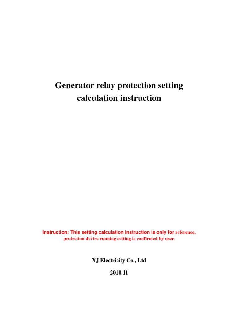 Generator Relay Protection Setting Calculation | PDF
