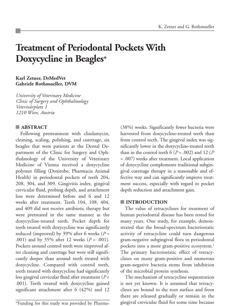 Treatment of Periodontal Pockets With Doxycycline in Beagles PDF