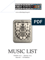 Music List Oct. 2012 - Feb. 2013