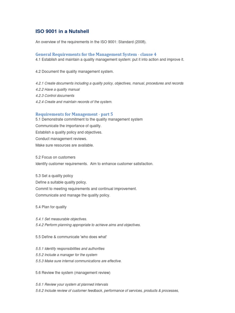 ISO 9001 in A Nutshell | PDF | Iso 9000 | Quality Management System