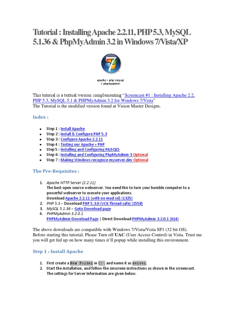 Php Apache Install On Windows