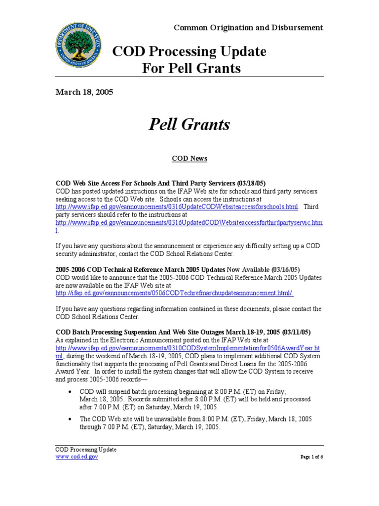 Description: Tags: 0318CODProcUpdatesPell | PDF | Pell Grant | World ...