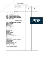  Cost Sheet Proforma