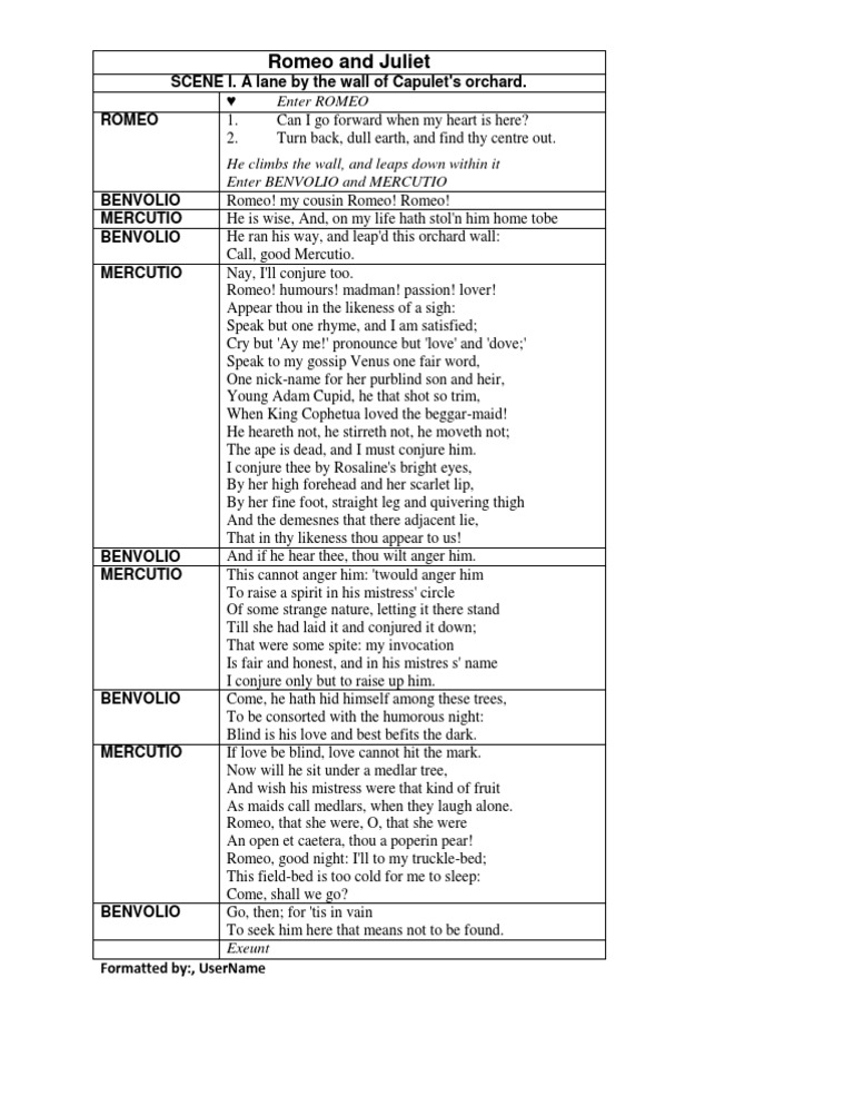 Romeo and Juliet Scene 1 Analysis | PDF | Poetry