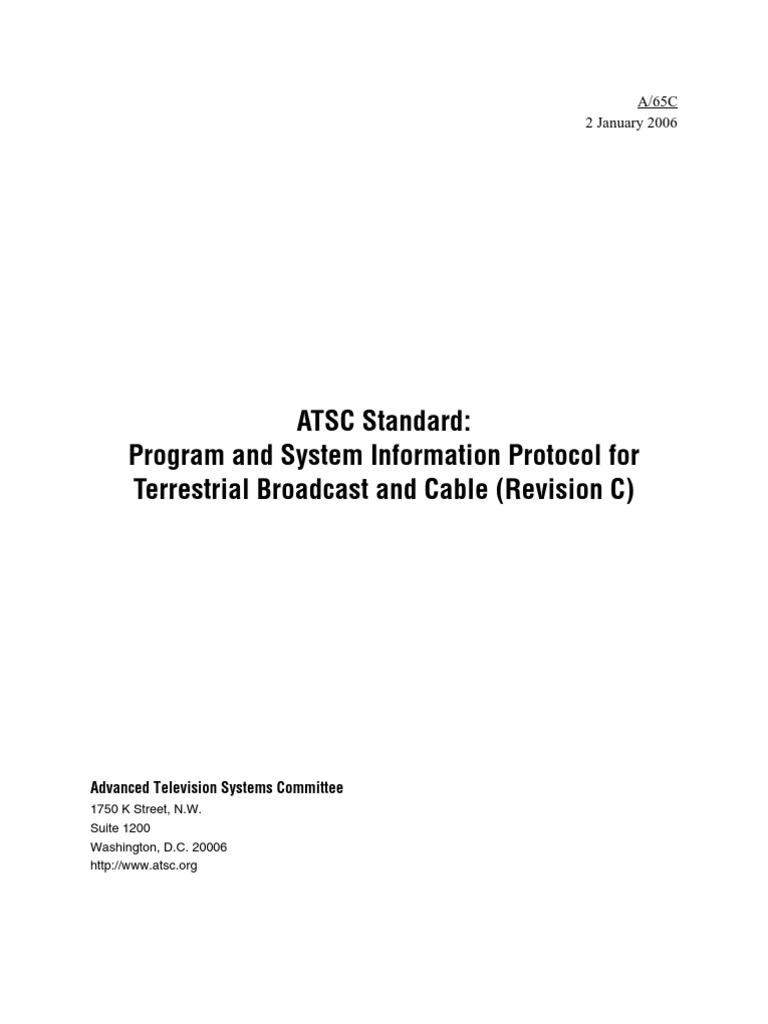 ATSC Standard: Program and System Information Protocol For Terrestrial ...