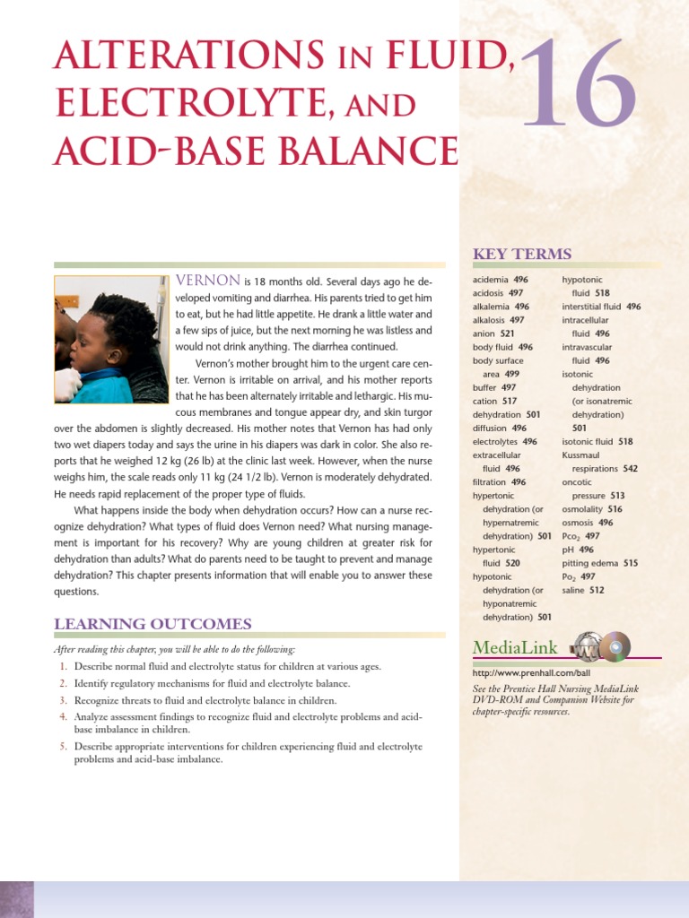 Pediatric Fluid and Electrolyte Alterations PDF Dehydration Ph