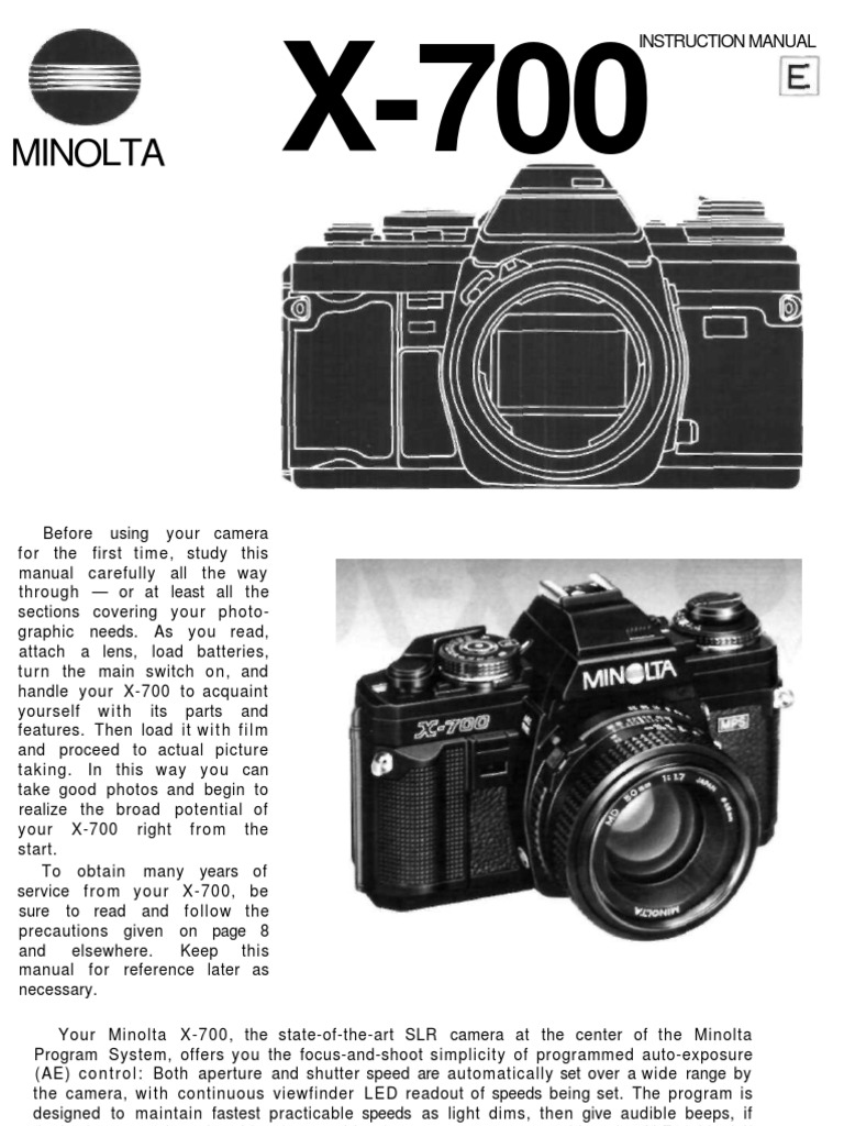 Manuel D’utilisation Minolta X-700 – Mode D’emploi – Occasion – ME49