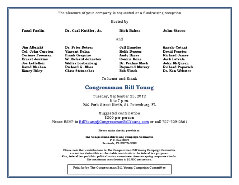 Fundraising Reception for Bill Young | PDF