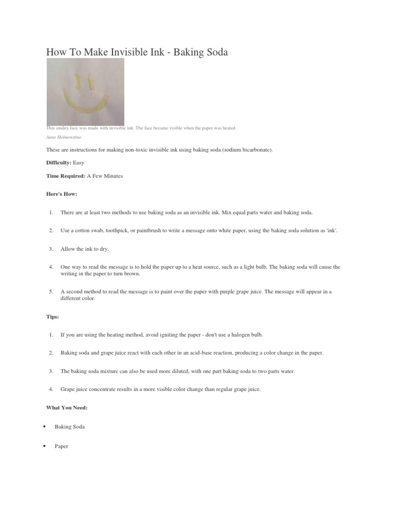 How To Make Invisible Ink | PDF | Cooking, Food & Wine